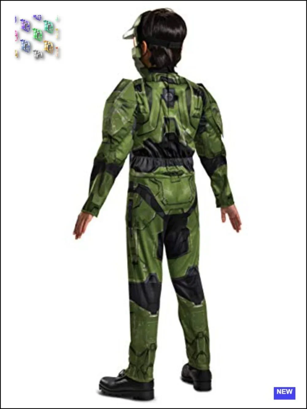 Kids Master Chief Muscle Costume Jumpsuit with Mask, Halo Infinite Cosplay,